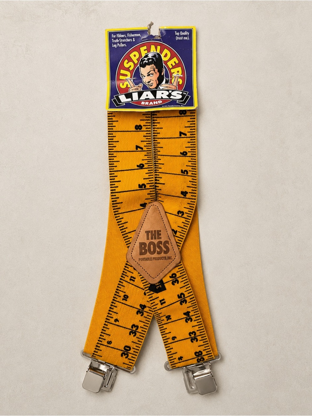 Vintage Liar’s “The Boss” Yellow Tape Measure Suspenders